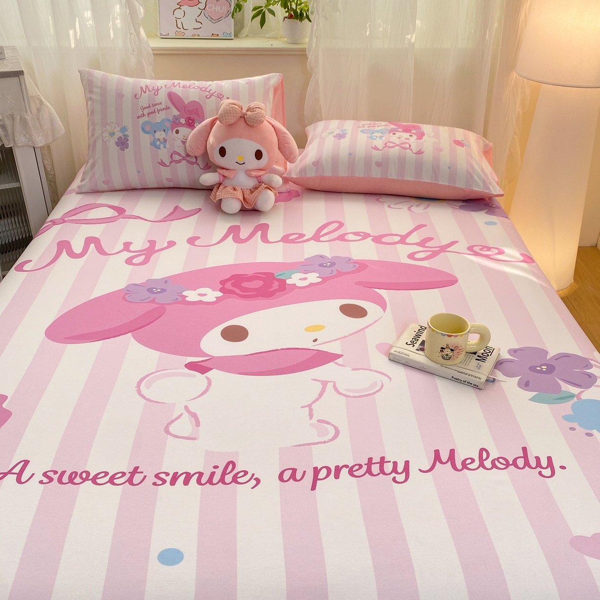 91家纺网 家纺一手货源 找家纺 博雅 2026新款三丽欧大版全棉纯棉单床笠床笠单件 全棉大版-花环美乐蒂