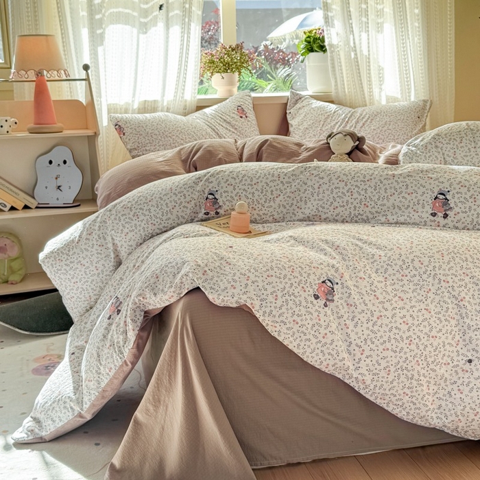 91家纺网 家纺一手货源 找家纺 安力森/诚臻酒店用品 2026新款A类双层皱皱纱四件套 时光