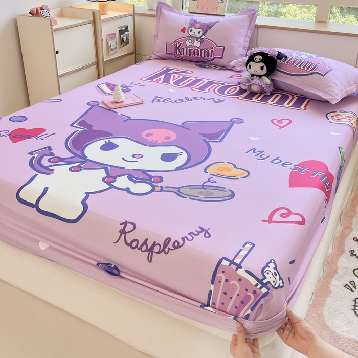 91家纺网 家纺一手货源 找家纺 博雅 2026新款三丽欧大版全棉纯棉单床笠床笠单件 全棉大版-蓝莓库洛米