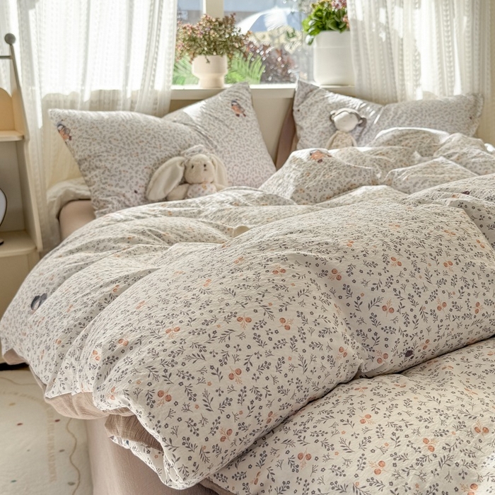 91家纺网 家纺一手货源 找家纺 安力森/诚臻酒店用品 2026新款A类双层皱皱纱四件套 时光