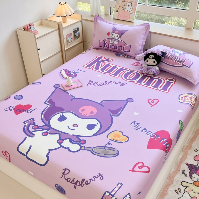 91家纺网 家纺一手货源 找家纺 博雅 2026新款三丽欧大版全棉纯棉单床笠床笠单件 全棉大版-蓝莓库洛米