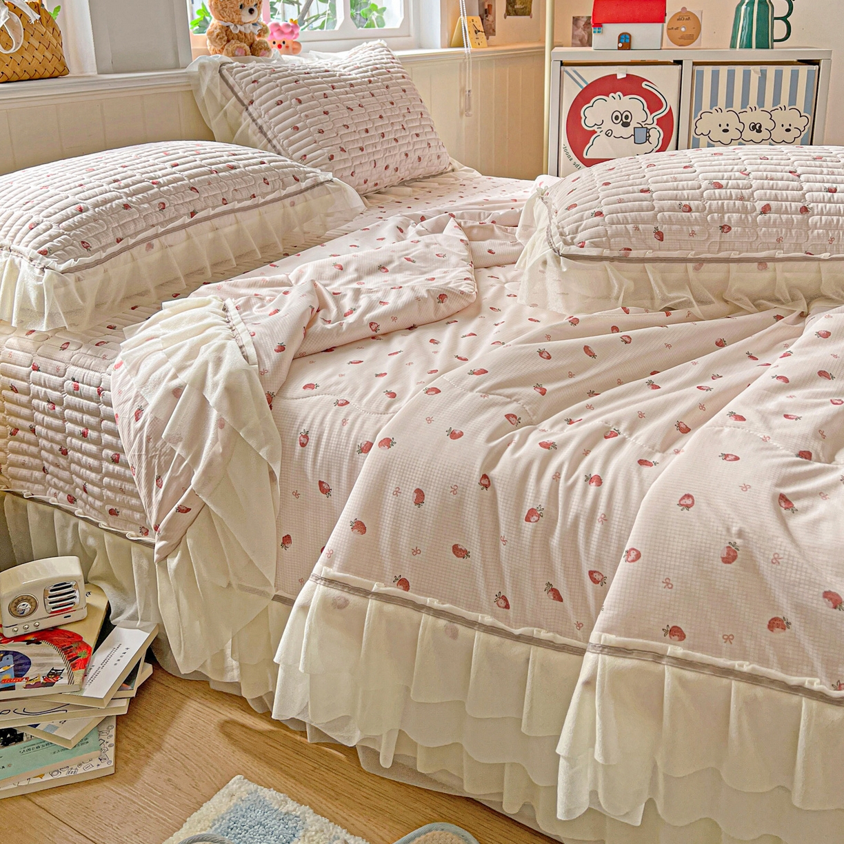 91家纺网 家纺一手货源 找家纺 （总）富米莱（原臻工厂） 2026新款高奢维密花边冰肤格凉感夏凉被床盖夏被空调被四件套