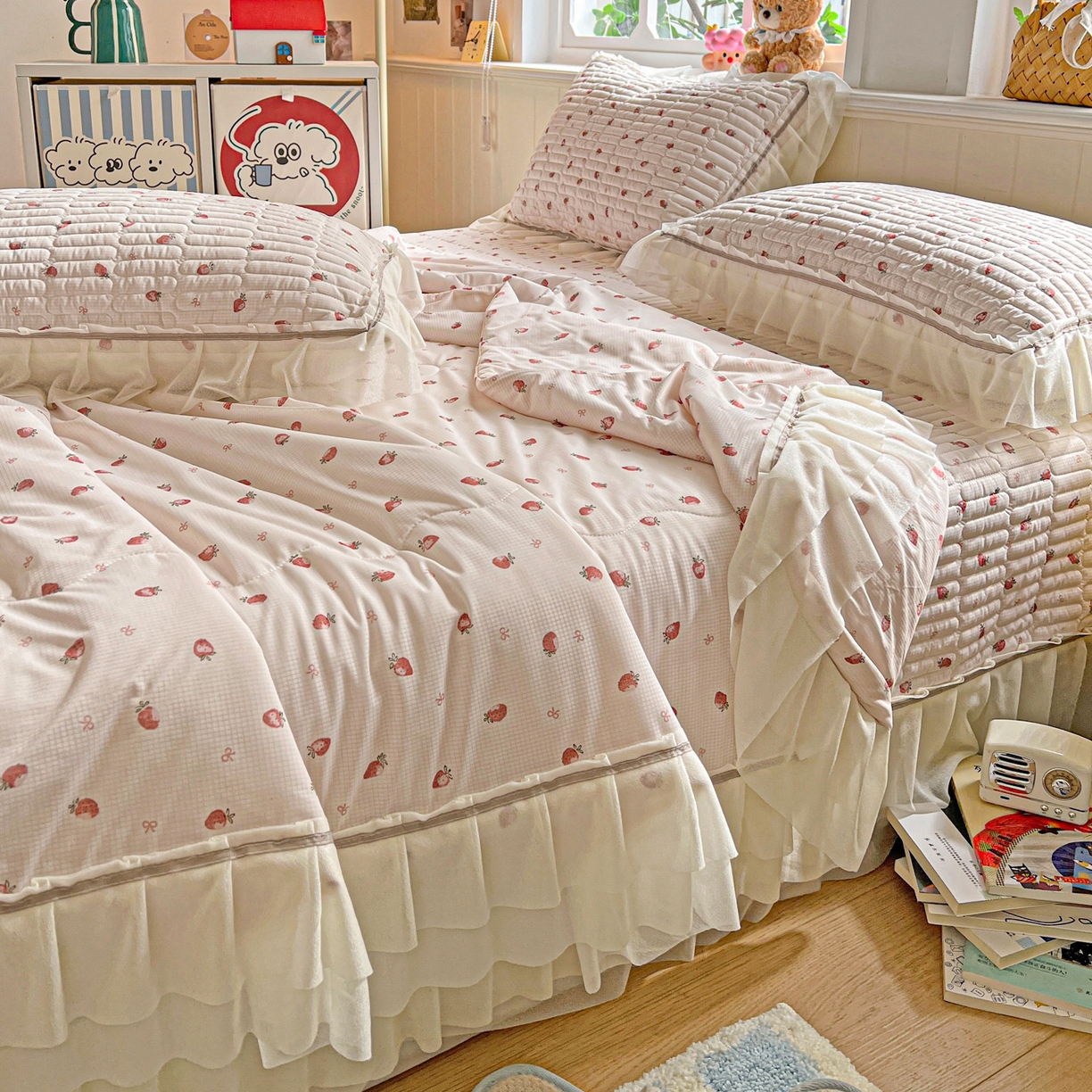 91家纺网 家纺一手货源 找家纺 （总）富米莱（原臻工厂） 2026新款高奢维密花边冰肤格凉感夏凉被床盖夏被空调被四件套