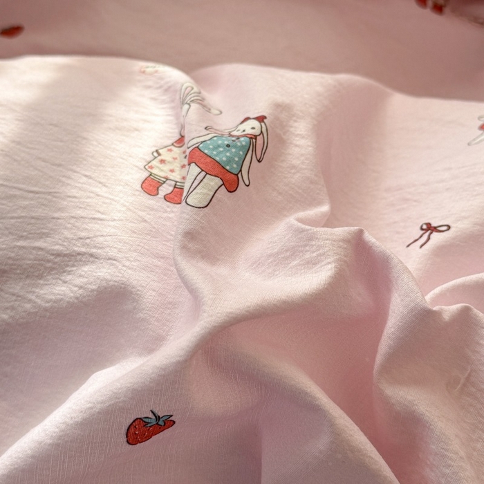 91家纺网 家纺一手货源 找家纺 安力森/诚臻酒店用品 2026新款A类双层皱皱纱四件套 兔小姐