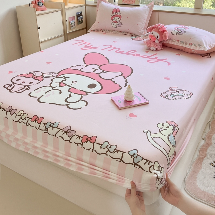 91家纺网 家纺一手货源 找家纺 博雅 2026新款三丽欧大版全棉纯棉单床笠床笠单件 全棉大版-木马美乐蒂