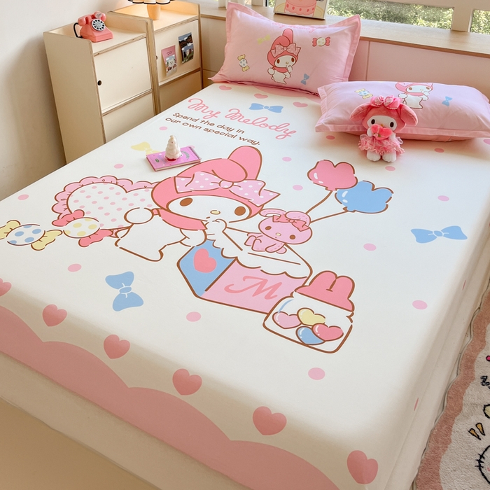 91家纺网 家纺一手货源 找家纺 博雅 2026新款三丽欧大版全棉纯棉单床笠床笠单件 全棉大版-糖果美乐蒂