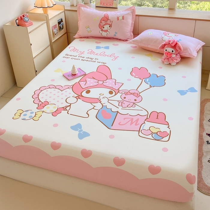 91家纺网 家纺一手货源 找家纺 博雅 2026新款三丽欧大版全棉纯棉单床笠床笠单件 全棉大版-糖果美乐蒂