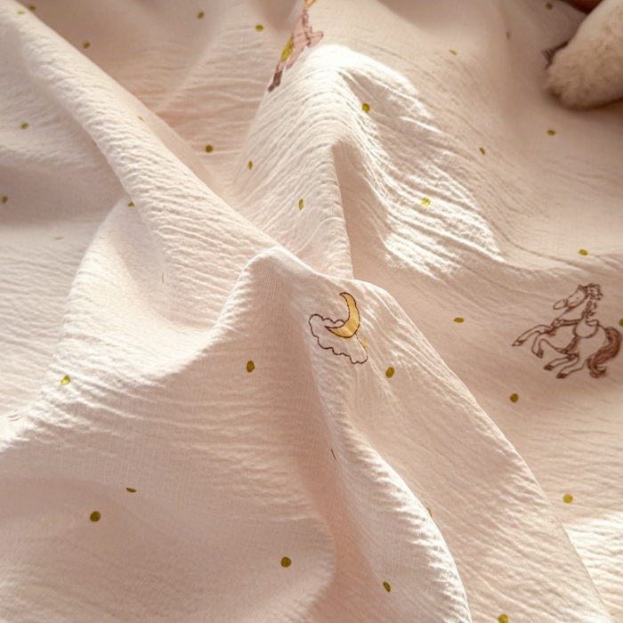 91家纺网 家纺一手货源 找家纺 安力森/诚臻酒店用品 2026新款A类双层皱皱纱四件套 月境骑踪