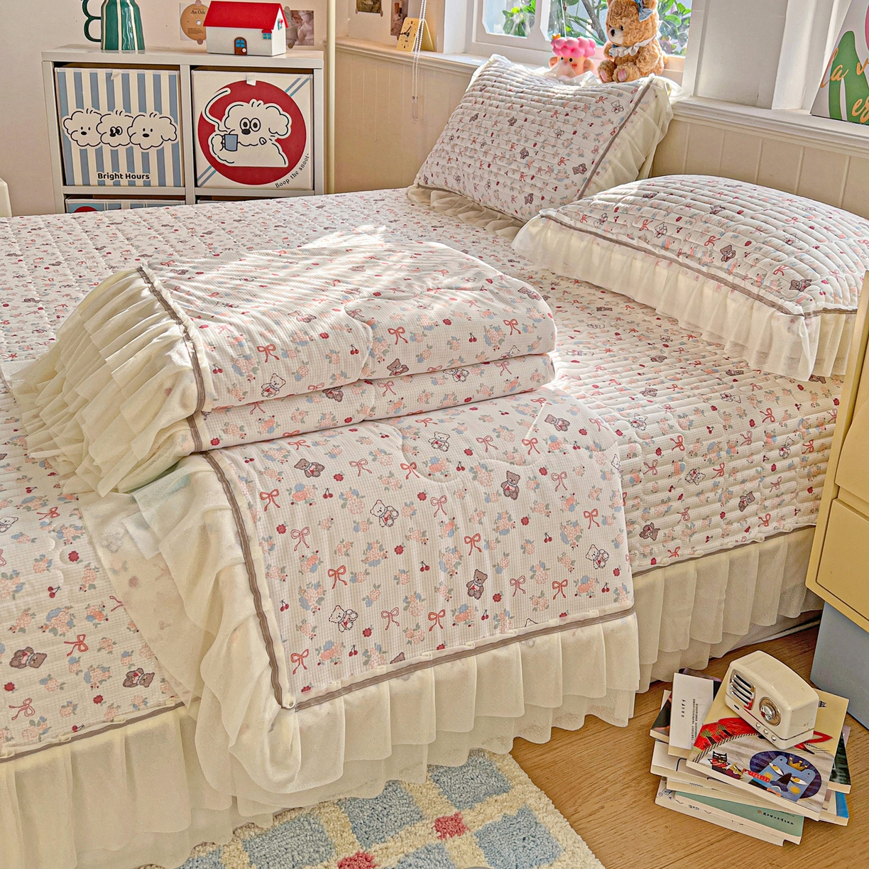 91家纺网 家纺一手货源 找家纺 （总）富米莱（原臻工厂） 2026新款高奢维密花边冰肤格凉感夏凉被床盖夏被空调被四件套