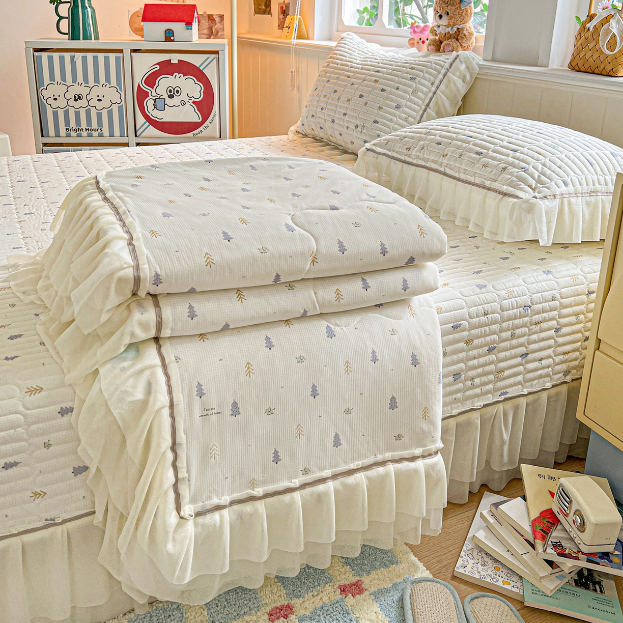 91家纺网 家纺一手货源 找家纺 （总）富米莱（原臻工厂） 2026新款高奢维密花边冰肤格凉感夏凉被床盖夏被空调被四件套