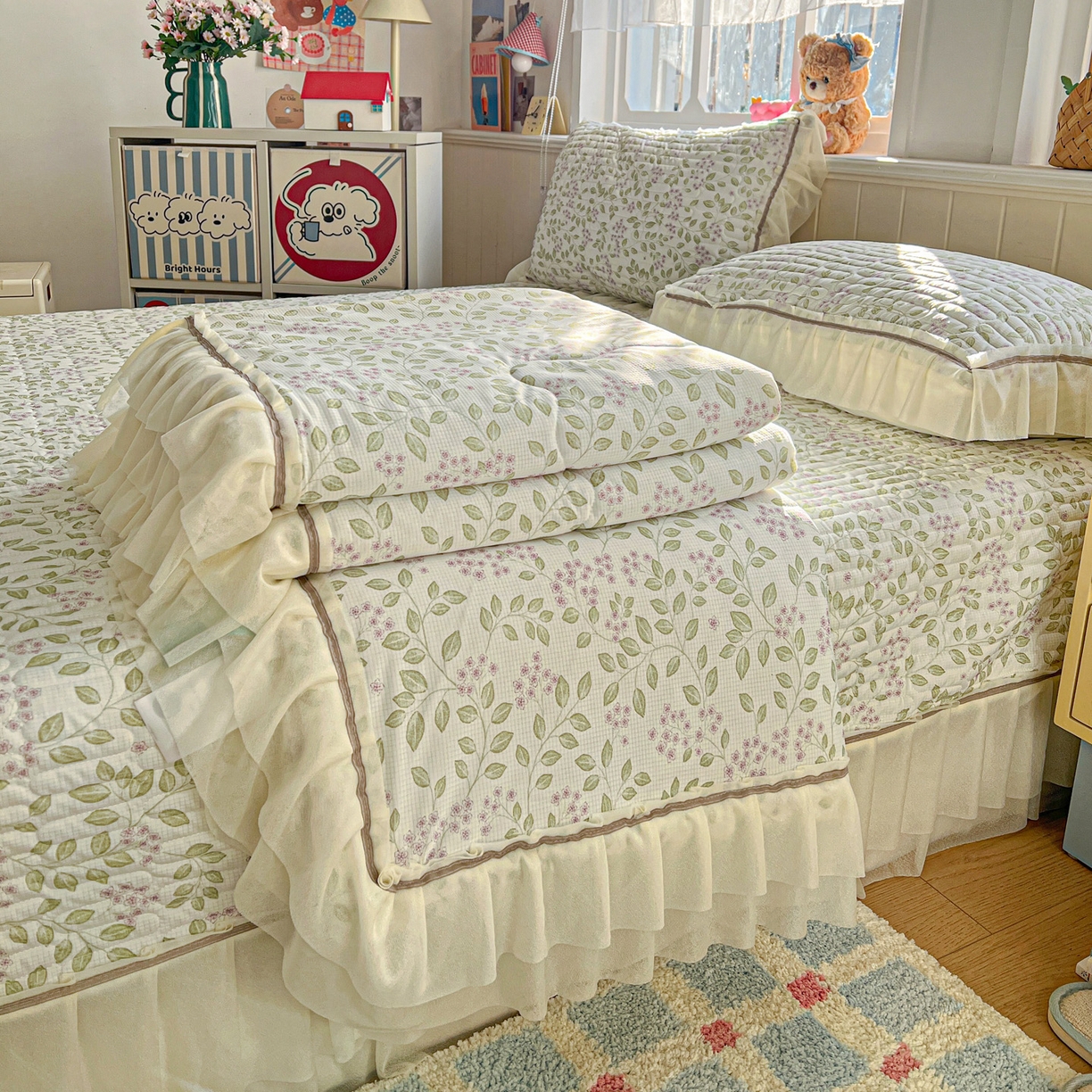 91家纺网 家纺一手货源 找家纺 （总）富米莱（原臻工厂） 2026新款高奢维密花边冰肤格凉感夏凉被床盖夏被空调被四件套