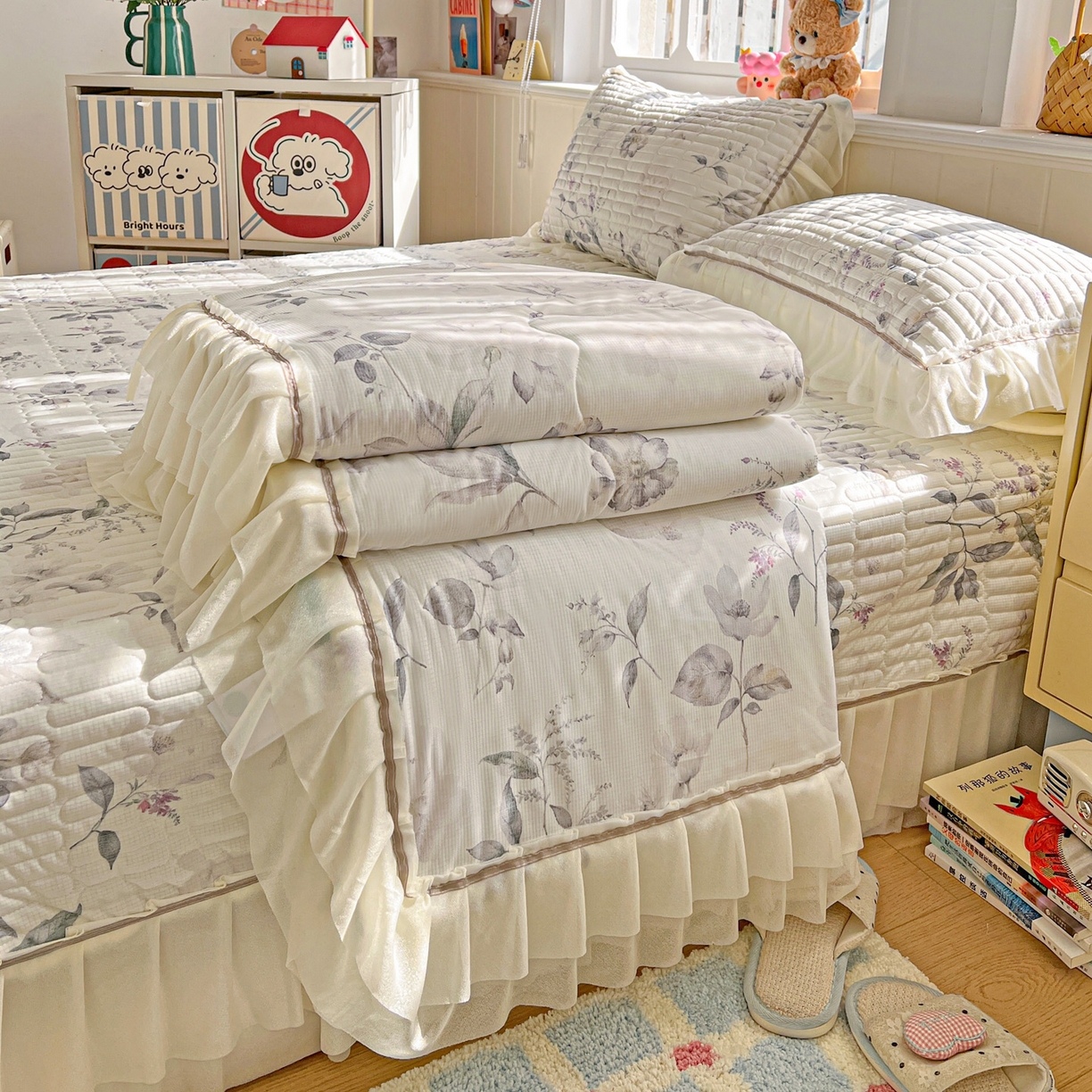 91家纺网 家纺一手货源 找家纺 （总）富米莱（原臻工厂） 2026新款高奢维密花边冰肤格凉感夏凉被床盖夏被空调被四件套