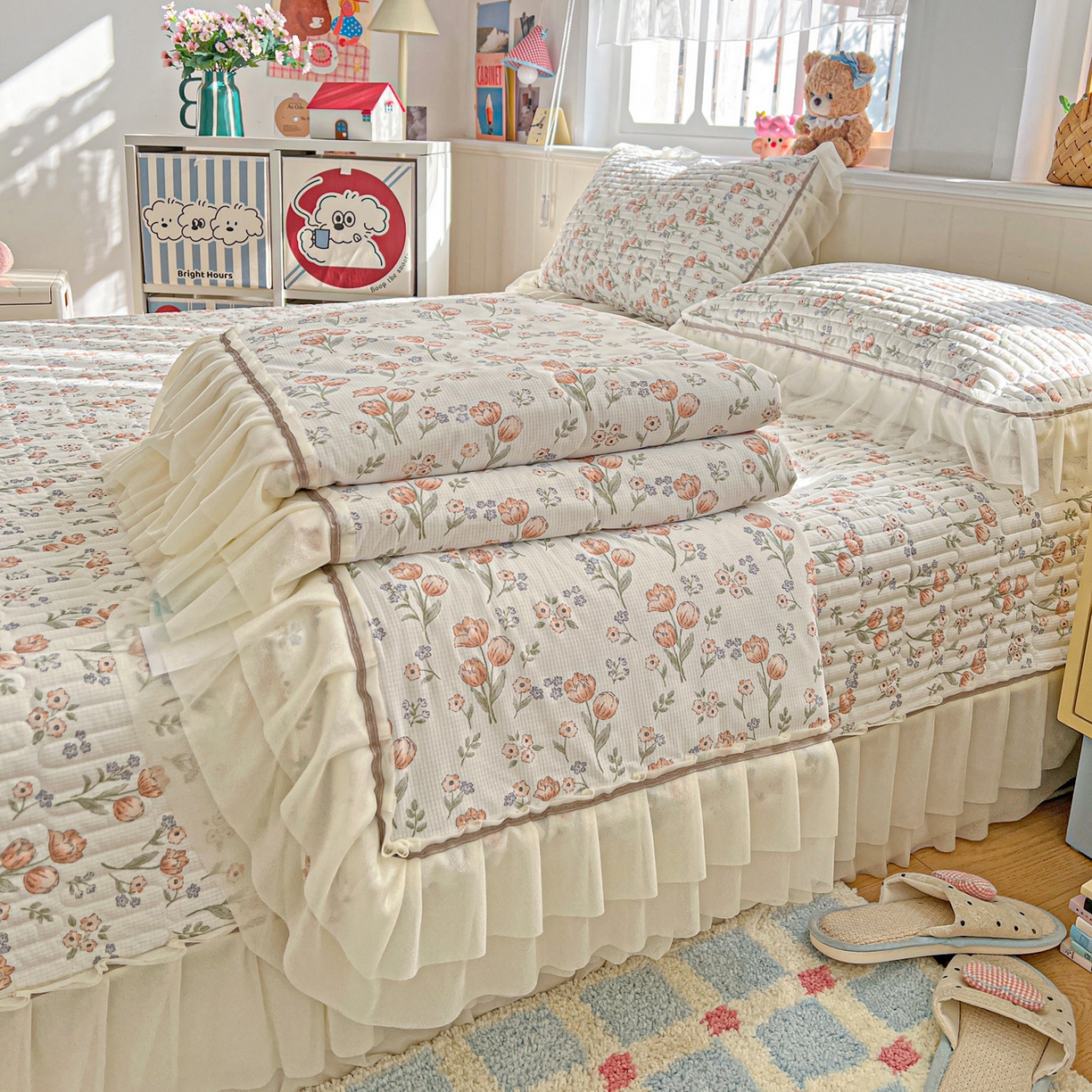 91家纺网 家纺一手货源 找家纺 （总）富米莱（原臻工厂） 2026新款高奢维密花边冰肤格凉感夏凉被床盖夏被空调被四件套