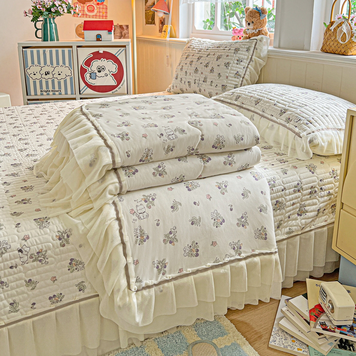 91家纺网 家纺一手货源 找家纺 （总）富米莱（原臻工厂） 2026新款高奢维密花边冰肤格凉感夏凉被床盖夏被空调被四件套