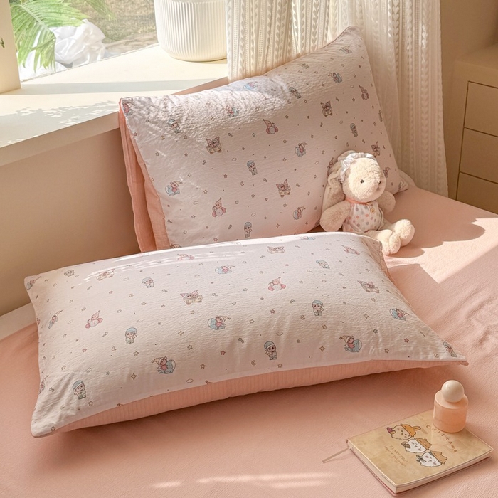 91家纺网 家纺一手货源 找家纺 安力森/诚臻酒店用品 2026新款A类双层皱皱纱四件套 云间童梦