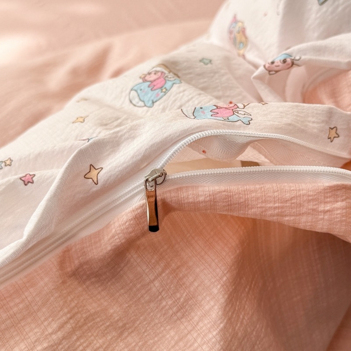 91家纺网 家纺一手货源 找家纺 安力森/诚臻酒店用品 2026新款A类双层皱皱纱四件套 云间童梦