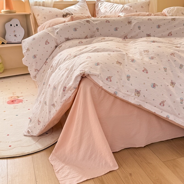 91家纺网 家纺一手货源 找家纺 安力森/诚臻酒店用品 2026新款A类双层皱皱纱四件套 云间童梦