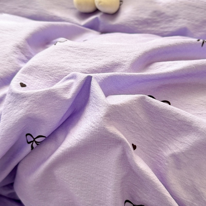 91家纺网 家纺一手货源 找家纺 安力森/诚臻酒店用品 2026新款A类双层皱皱纱四件套 紫色蝴蝶结
