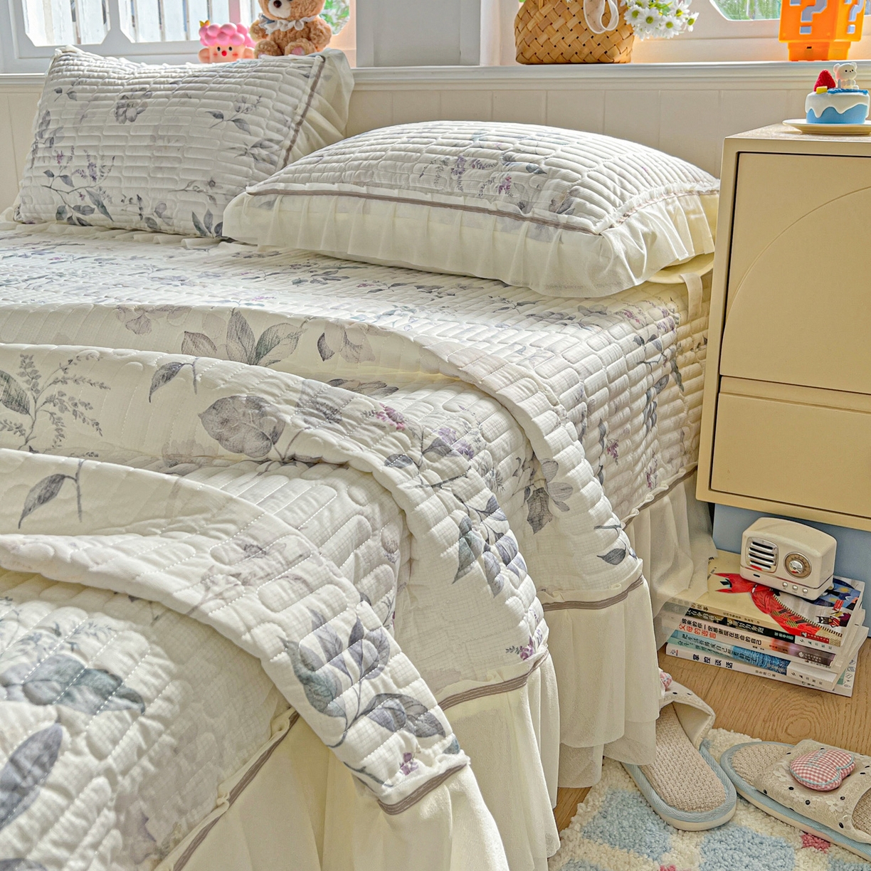 91家纺网 家纺一手货源 找家纺 富米莱（原臻工厂） 2026新款高奢维密花边冰肤格凉感夏凉被床盖夏被空调被四件套 夏被床盖-水墨江南