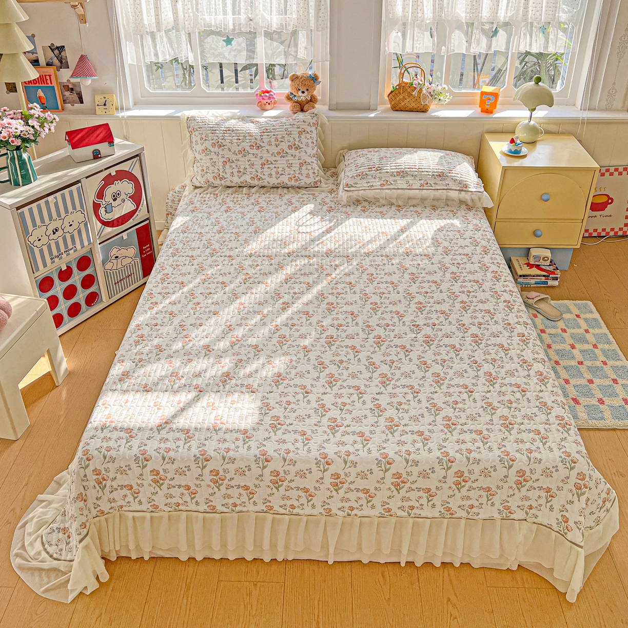 91家纺网 家纺一手货源 找家纺 富米莱（原臻工厂） 2026新款高奢维密花边冰肤格凉感夏凉被床盖夏被空调被四件套 夏被床盖-郁金香