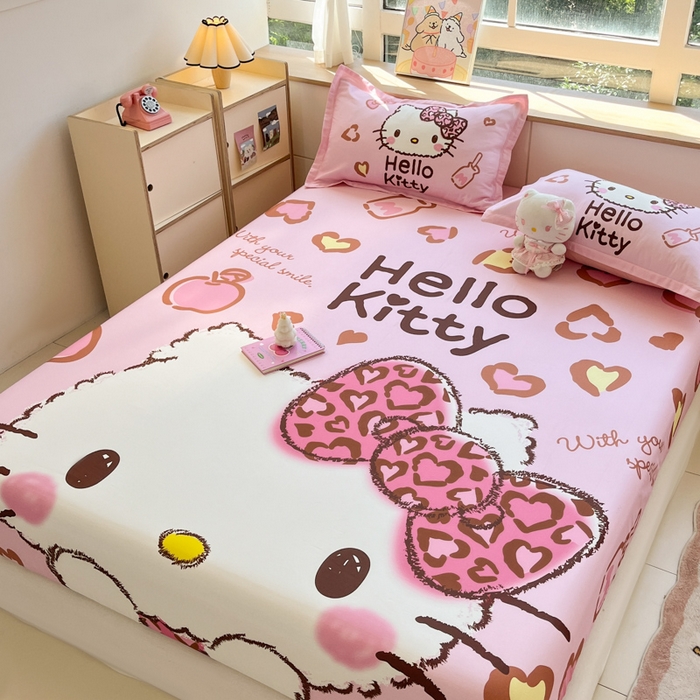 91家纺网 家纺一手货源 找家纺 博雅 2026新款三丽欧大版全棉纯棉单床笠床笠单件 全棉大版-甜酷KT