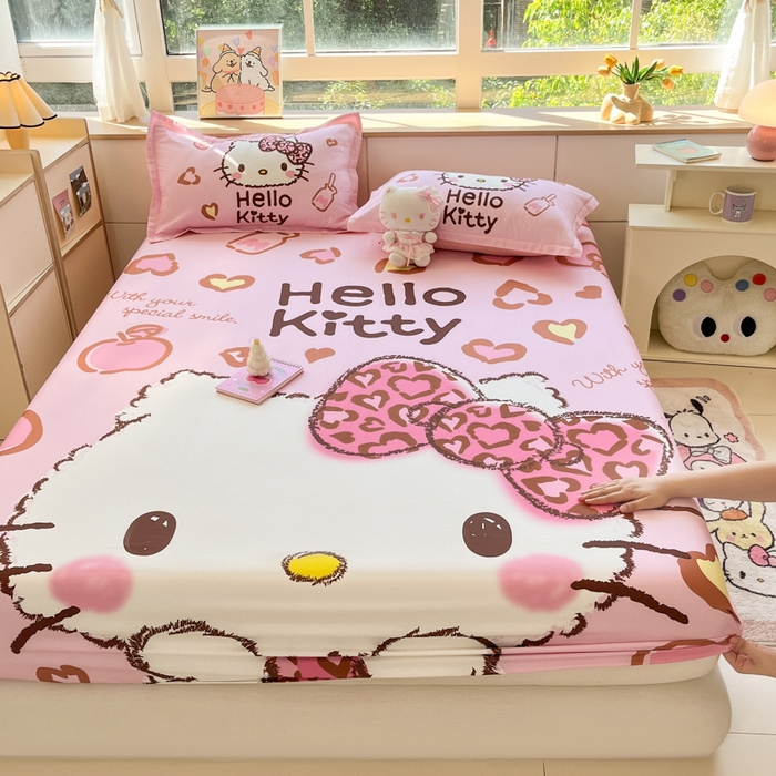 91家纺网 家纺一手货源 找家纺 博雅 2026新款三丽欧大版全棉纯棉单床笠床笠单件 全棉大版-甜酷KT