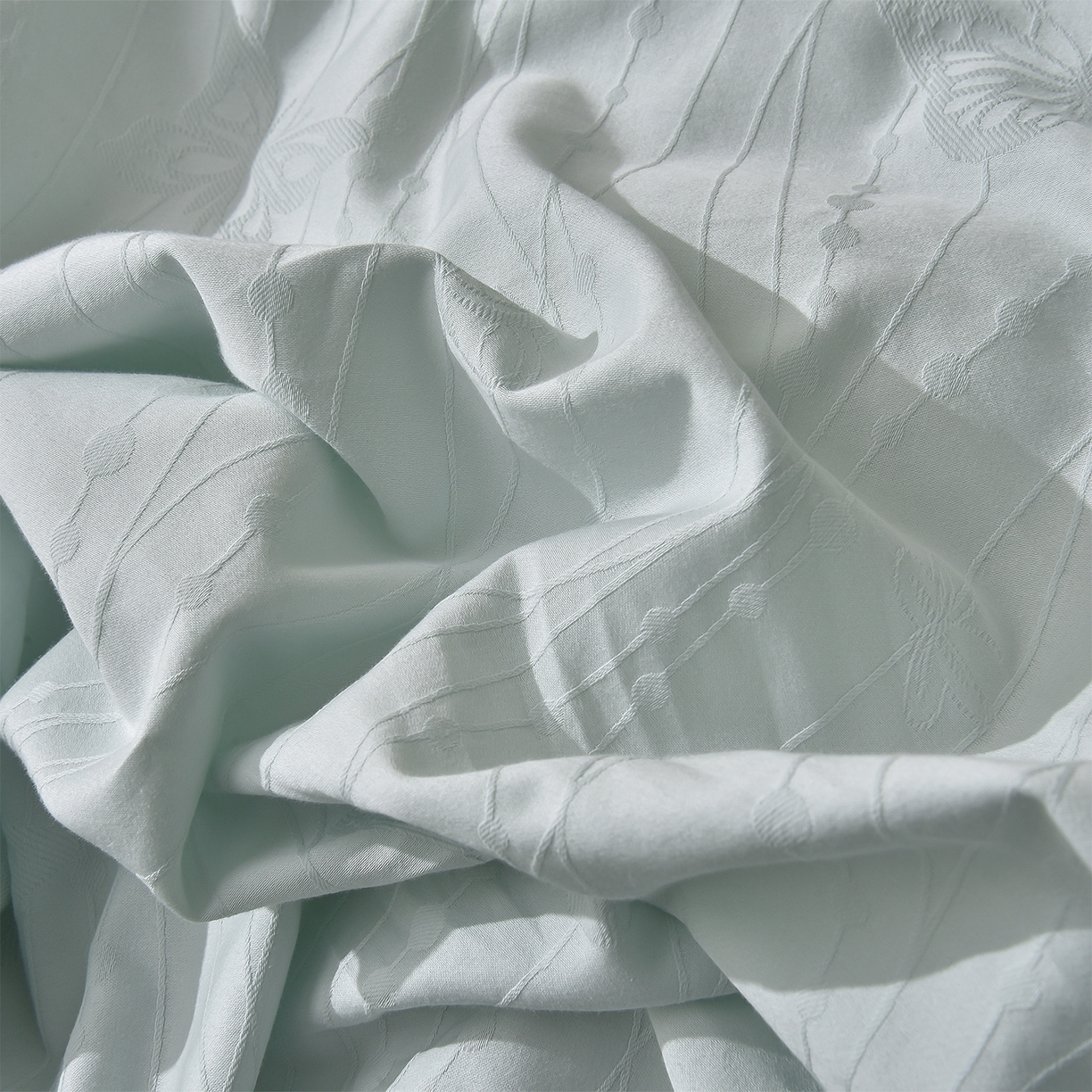 91家纺网 家纺一手货源 找家纺 炫拼家纺 2026新款A类60支水洗棉立体浮雕提花全棉四件套-幻蝶系列 幻蝶-奶绿