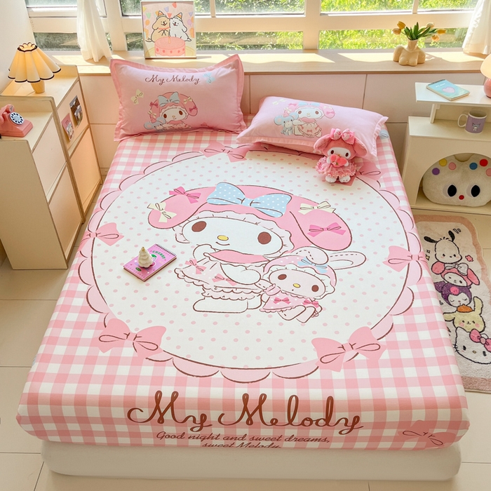 91家纺网 家纺一手货源 找家纺 博雅 2026新款三丽欧大版全棉纯棉单床笠床笠单件 全棉大版-玩偶美乐蒂