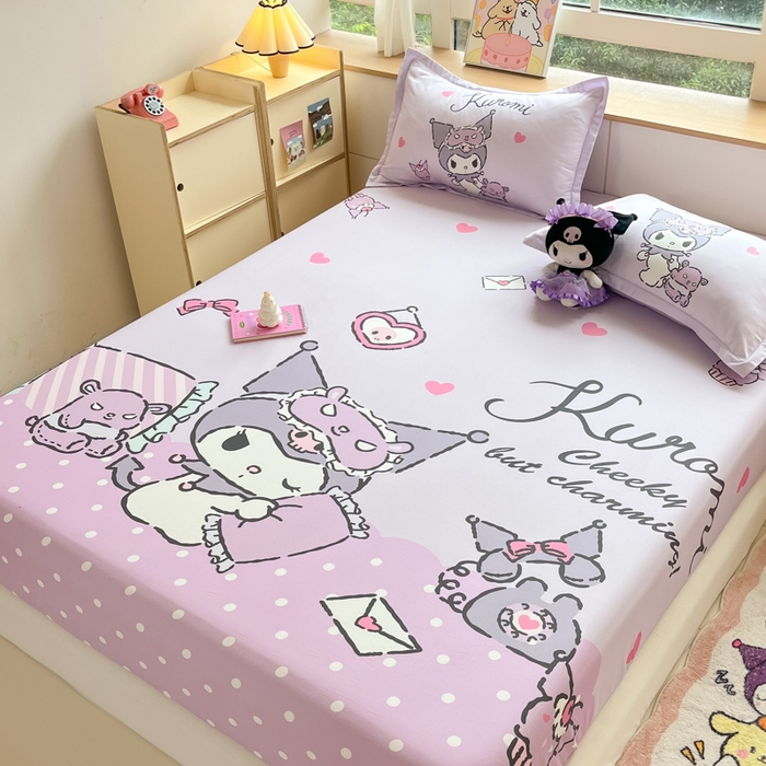 91家纺网 家纺一手货源 找家纺 博雅 2026新款三丽欧大版全棉纯棉单床笠床笠单件 全棉大版-晚安库洛米