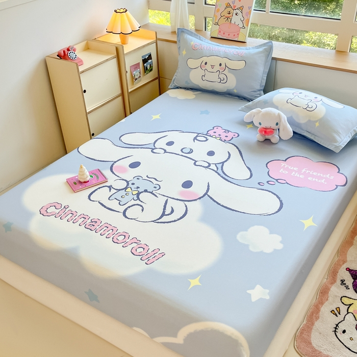 91家纺网 家纺一手货源 找家纺 博雅 2026新款三丽欧大版全棉纯棉单床笠床笠单件 全棉大版-云朵玉桂狗