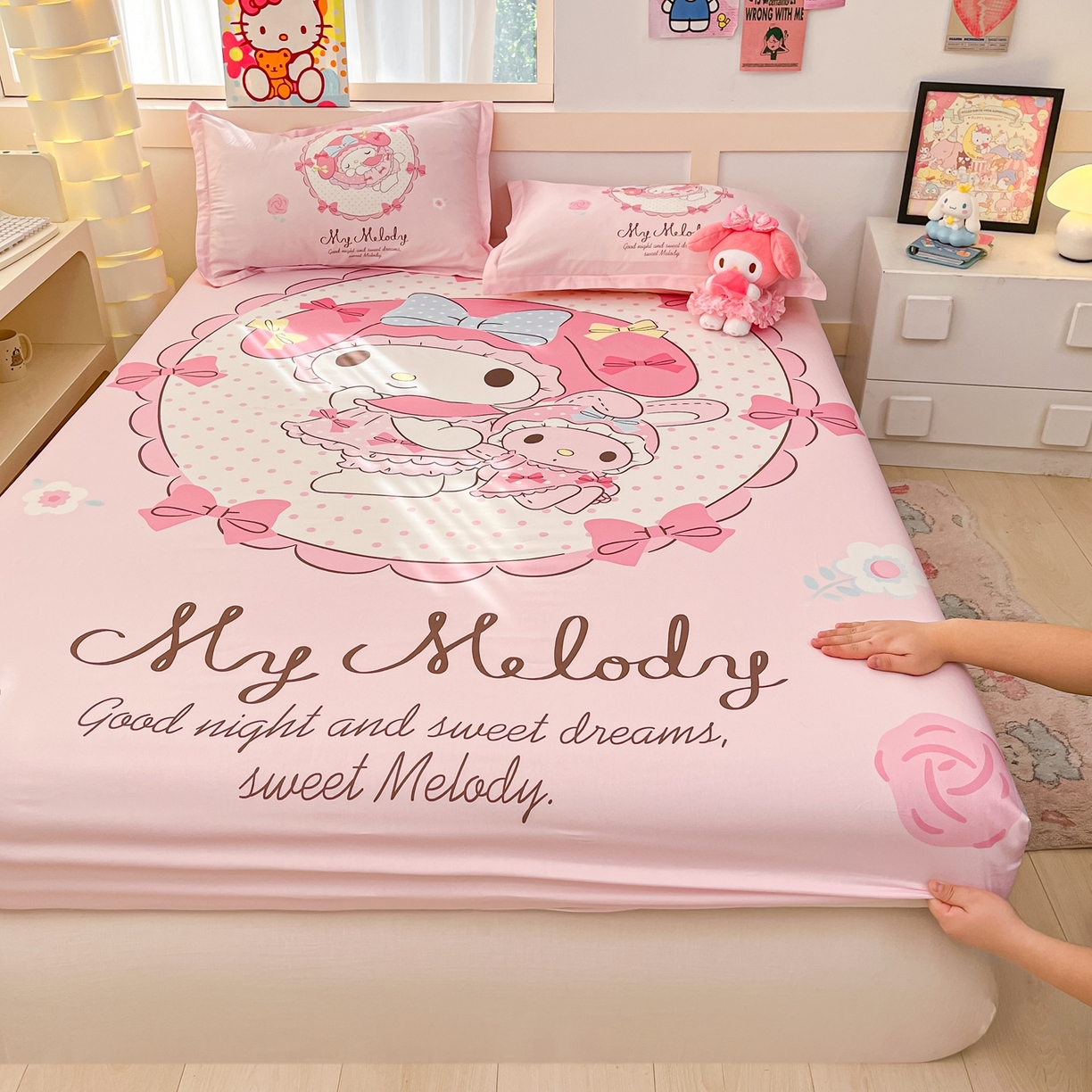 91家纺网 家纺一手货源 找家纺 博雅 2026新款三丽欧大版全棉纯棉单床笠床笠单件 小花美乐蒂