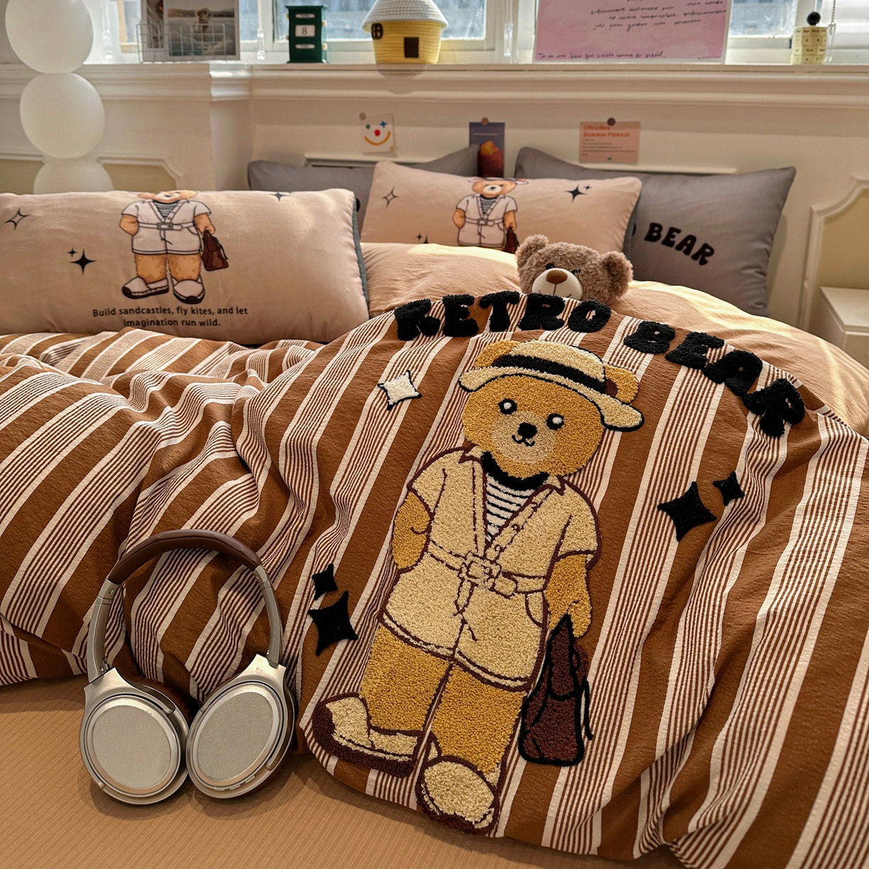 91家纺网 家纺一手货源 找家纺 （总）花伞家居 2026新款老钱学院风毛巾绣双层纱加厚四件套