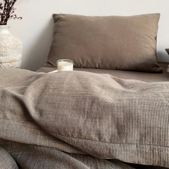 91家纺网 家纺一手货源 找家纺 （总）双层纱家居 2025新款AA版拉链款全棉色织提花双层纱四件套-弥山