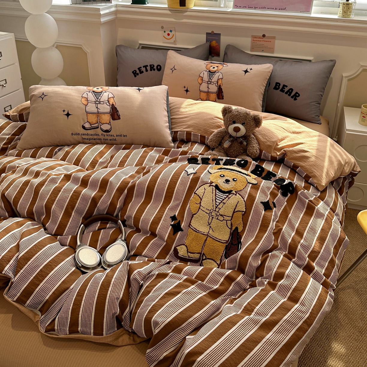 91家纺网 家纺一手货源 找家纺 （总）花伞家居 2026新款老钱学院风毛巾绣双层纱加厚四件套