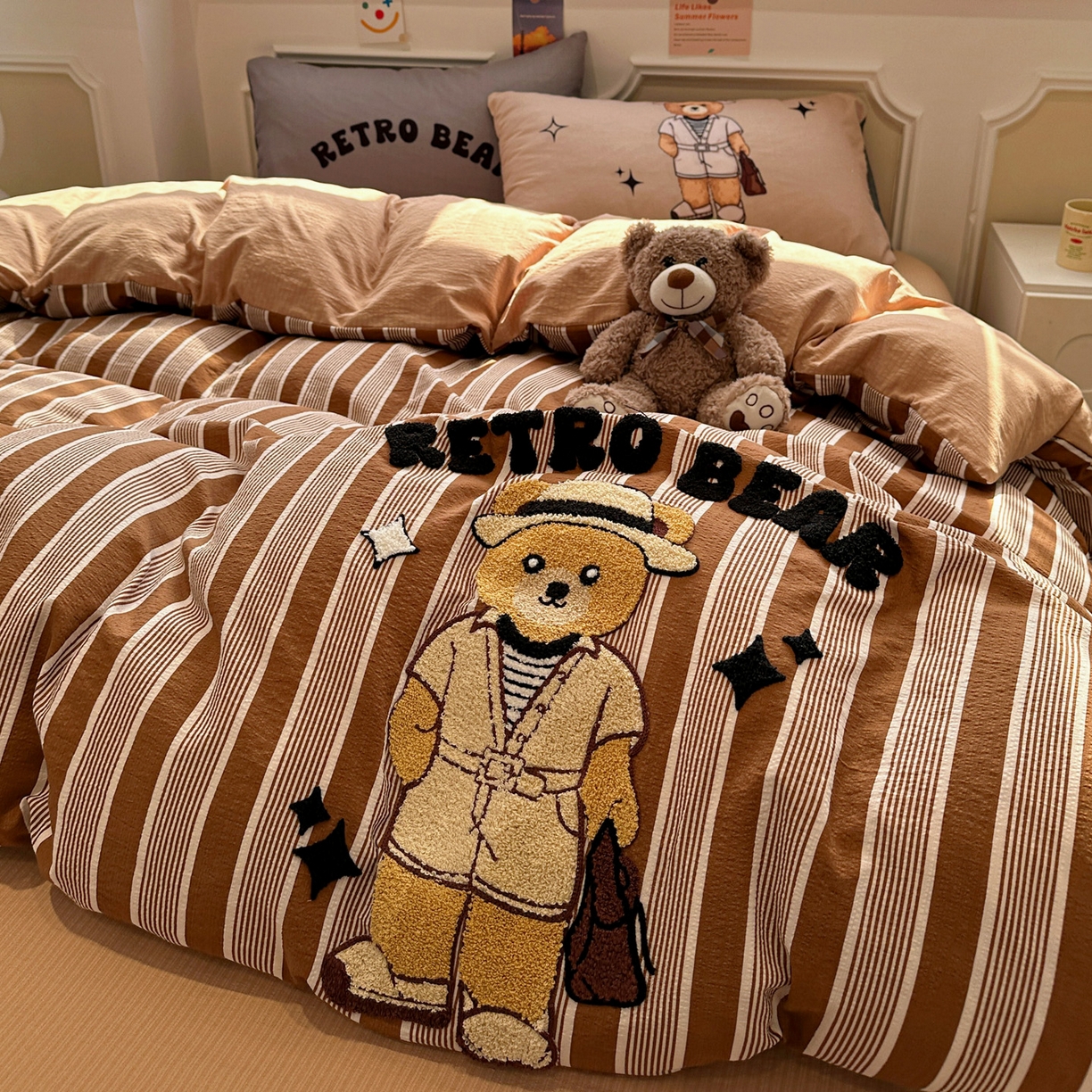 91家纺网 家纺一手货源 找家纺 （总）花伞家居 2026新款老钱学院风毛巾绣双层纱加厚四件套