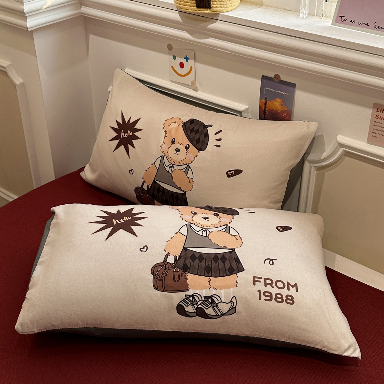 91家纺网 家纺一手货源 找家纺 花伞家居 2026新款老钱学院风毛巾绣双层纱加厚四件套 卡其豹纹-露丝