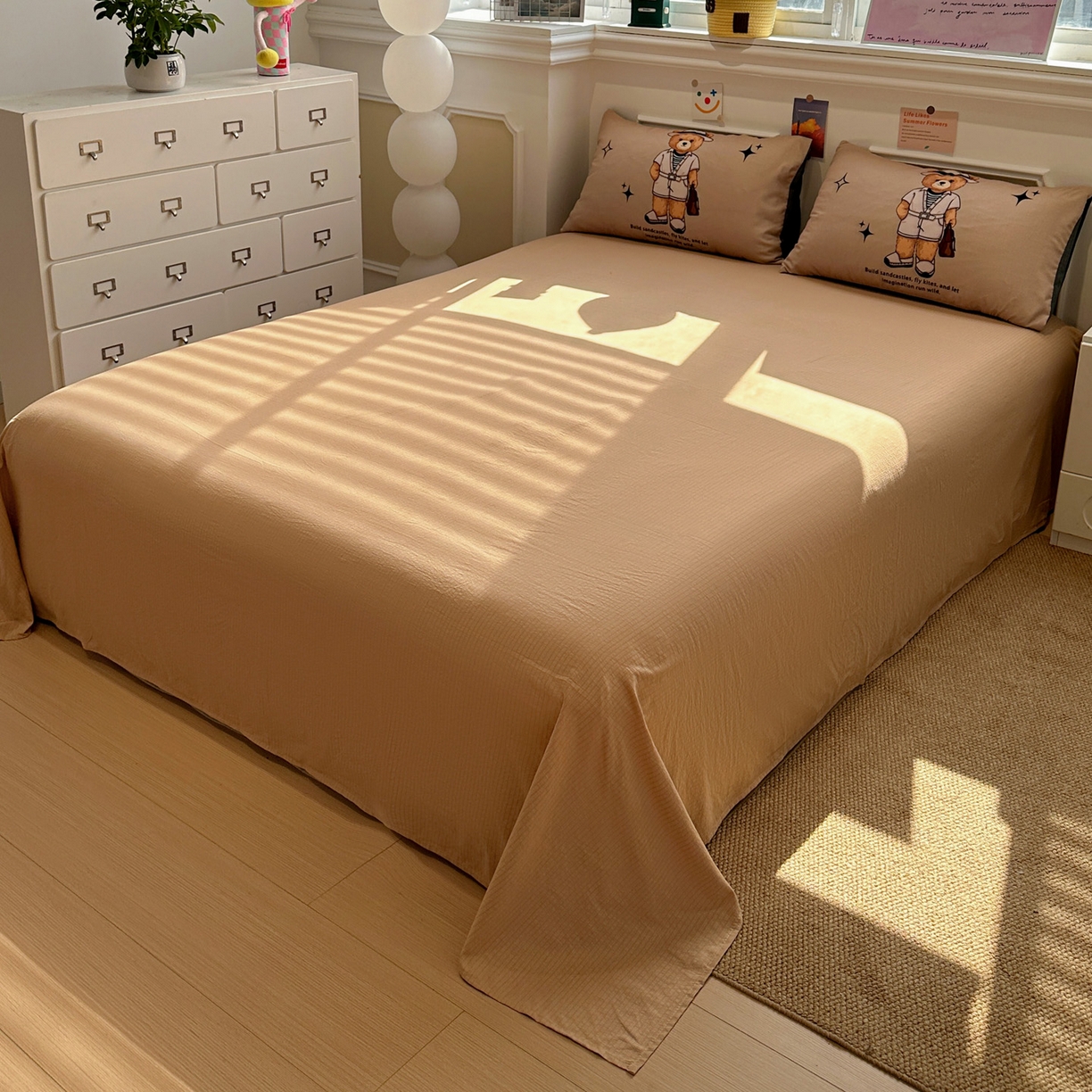 91家纺网 家纺一手货源 找家纺 花伞家居 2026新款老钱学院风毛巾绣双层纱加厚四件套 复古棕竖条-瑞特