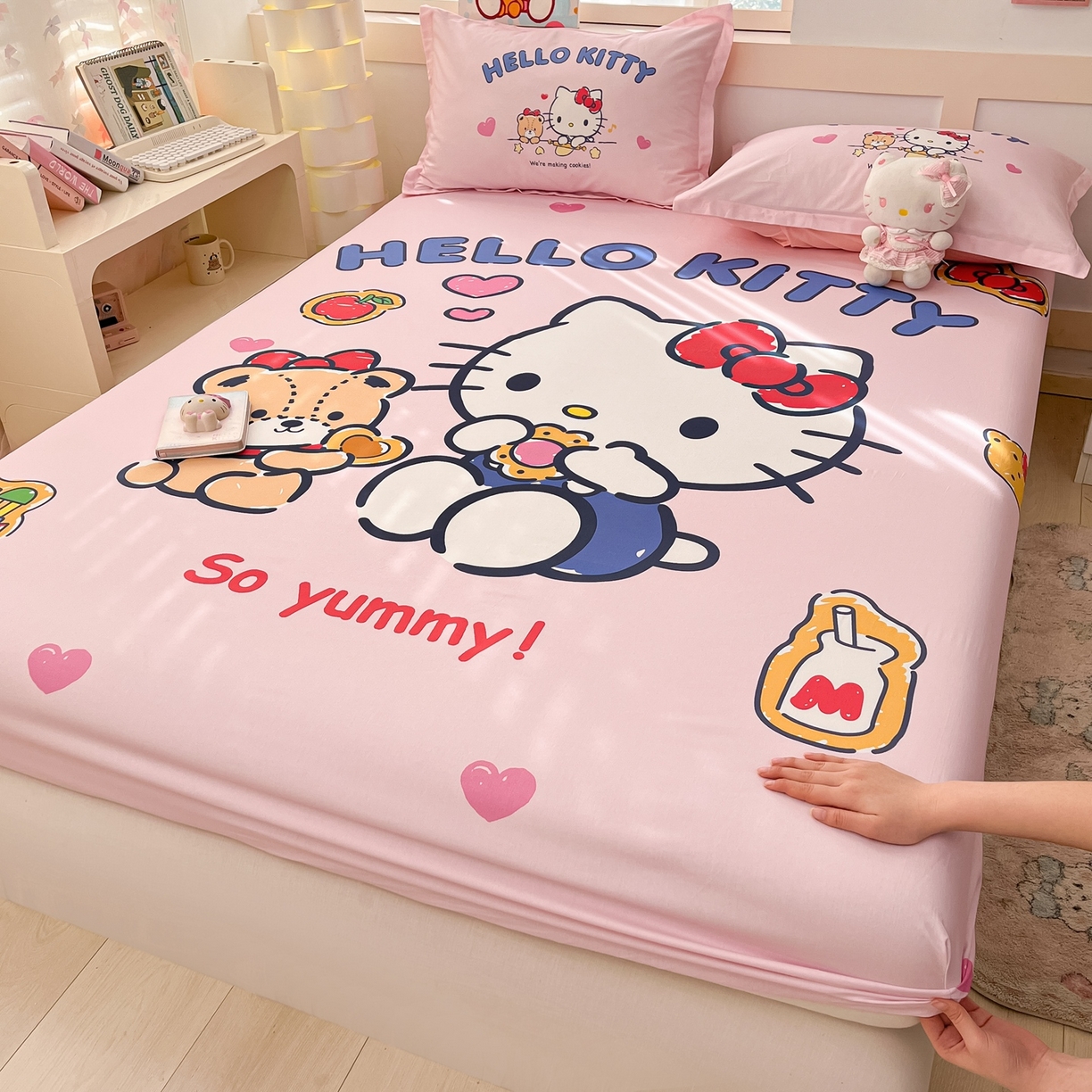 博雅 2026新款三丽欧大版全棉纯棉单床笠床笠单件 小熊KT猫