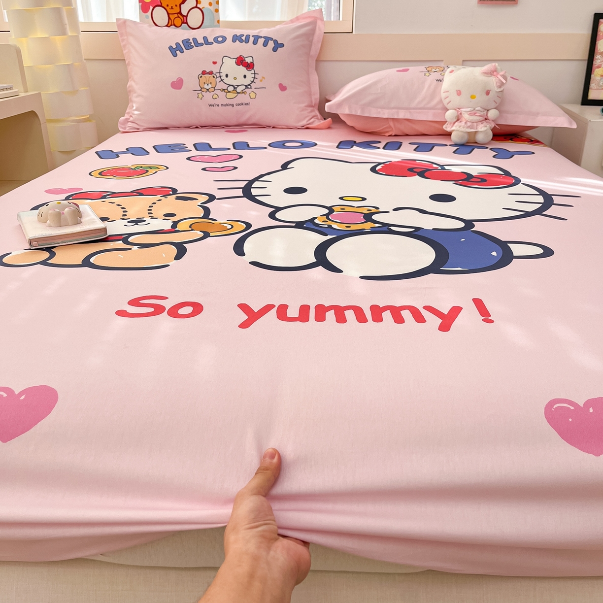 91家纺网 家纺一手货源 找家纺 博雅 2026新款三丽欧大版全棉纯棉单床笠床笠单件 小熊KT猫