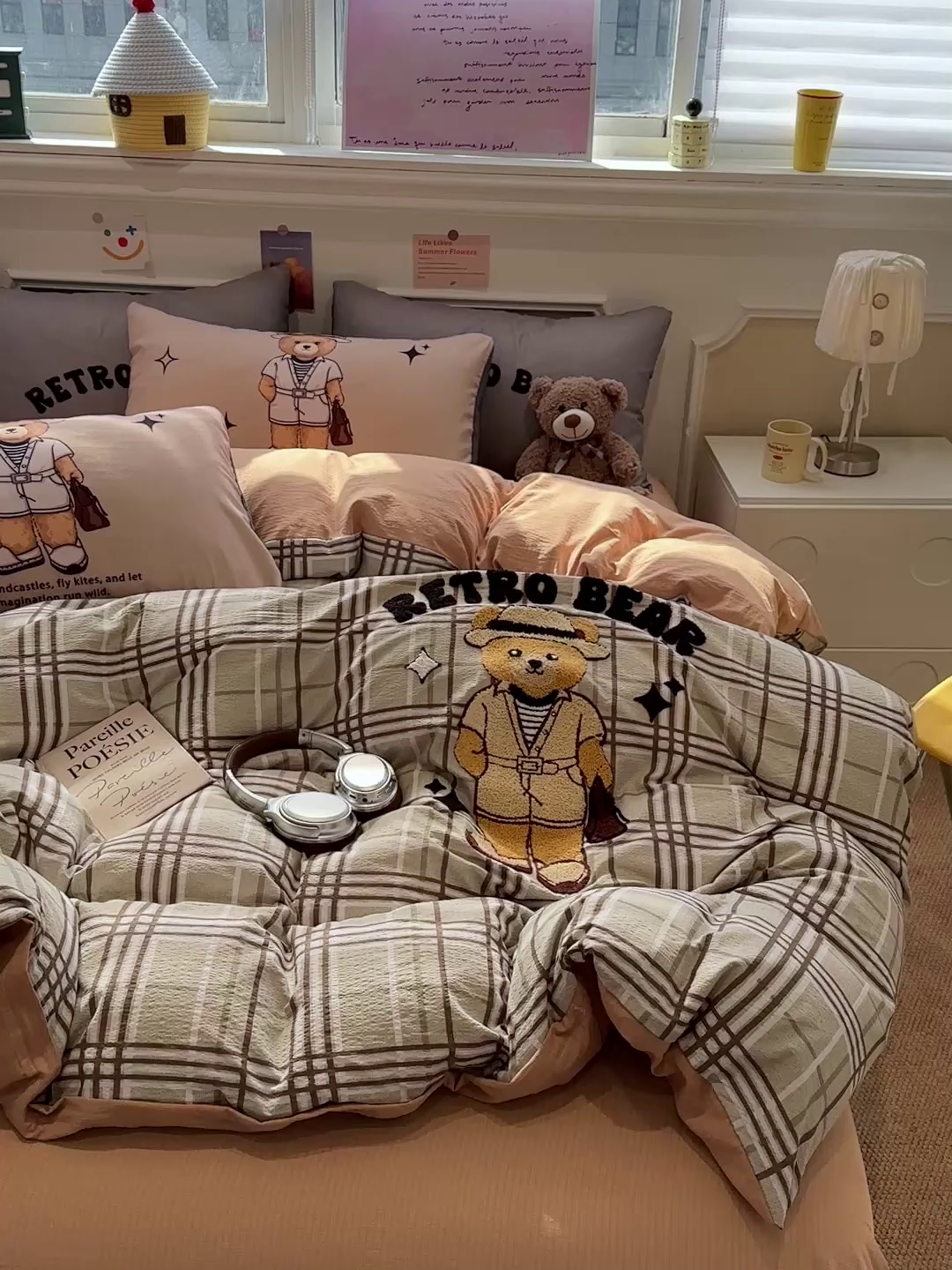 91家纺网 家纺一手货源 找家纺 花伞家居 2026新款老钱学院风毛巾绣双层纱加厚四件套 英伦格纹-瑞特