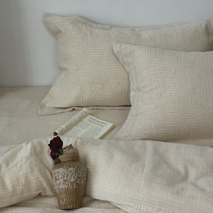 91家纺网 家纺一手货源 找家纺 （总）双层纱家居 2025新款AB版A版棉麻B版棉麻双层纱棉麻四件套20%麻-凯撒