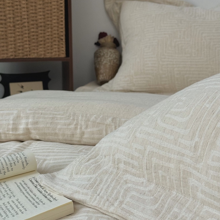 91家纺网 家纺一手货源 找家纺 （总）双层纱家居 2025新款AB版A版棉麻B版棉麻双层纱棉麻四件套20%麻-凯撒