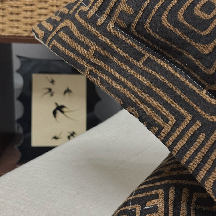 91家纺网 家纺一手货源 找家纺 双层纱家居 2025新款AB版A版棉麻B版棉麻双层纱棉麻四件套20%麻-凯撒 凯撒-黑金色