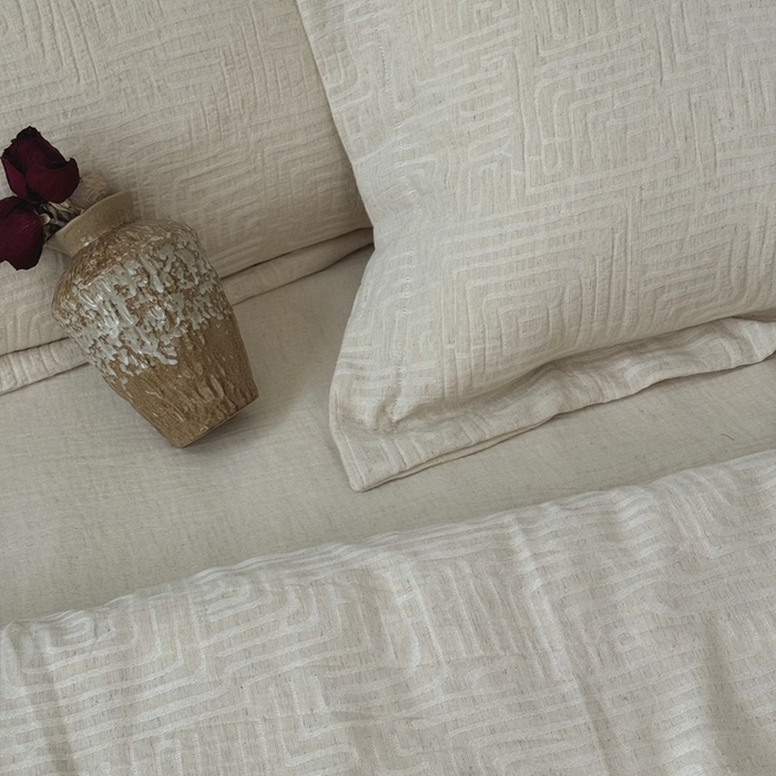 91家纺网 家纺一手货源 找家纺 （总）双层纱家居 2025新款AB版A版棉麻B版棉麻双层纱棉麻四件套20%麻-凯撒