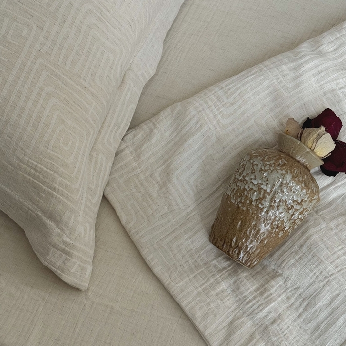 91家纺网 家纺一手货源 找家纺 双层纱家居 2025新款AB版A版棉麻B版棉麻双层纱棉麻四件套20%麻-凯撒 凯撒-麻本色