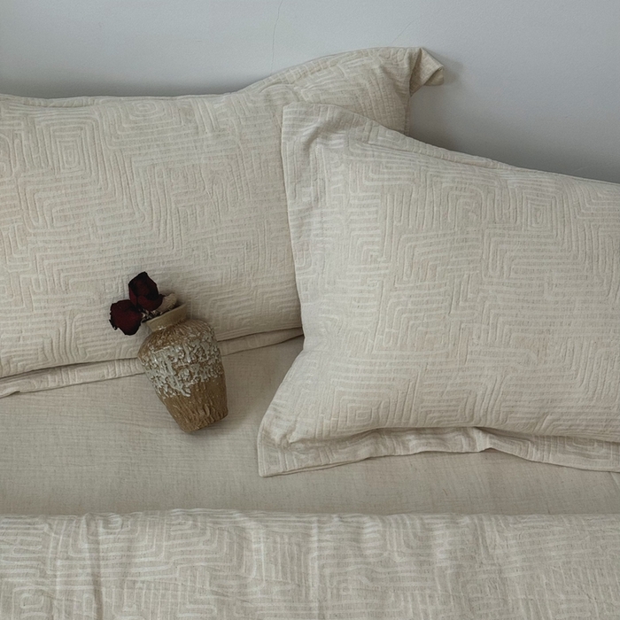 91家纺网 家纺一手货源 找家纺 双层纱家居 2025新款AB版A版棉麻B版棉麻双层纱棉麻四件套20%麻-凯撒 凯撒-麻本色