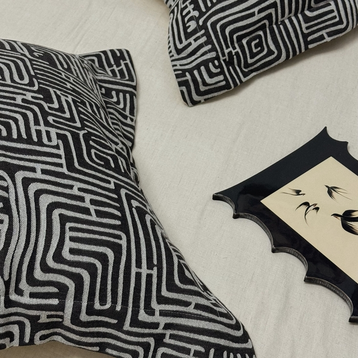 91家纺网 家纺一手货源 找家纺 双层纱家居 2025新款AB版A版棉麻B版棉麻双层纱棉麻四件套20%麻-凯撒 凯撒-熊猫色