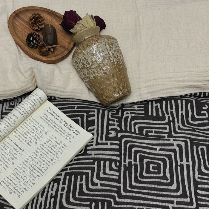 91家纺网 家纺一手货源 找家纺 双层纱家居 2025新款AB版A版棉麻B版棉麻双层纱棉麻四件套20%麻-凯撒 凯撒-熊猫色