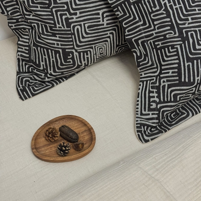 91家纺网 家纺一手货源 找家纺 双层纱家居 2025新款AB版A版棉麻B版棉麻双层纱棉麻四件套20%麻-凯撒 凯撒-熊猫色