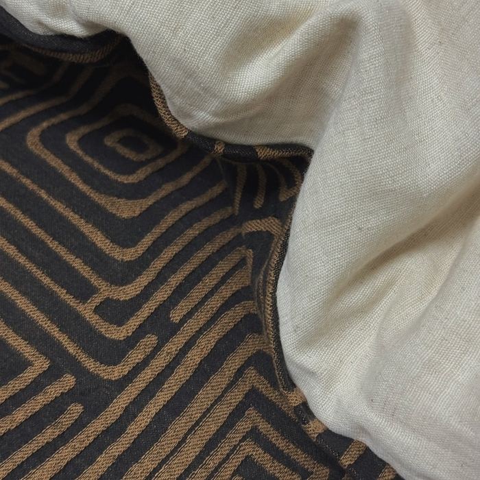 91家纺网 家纺一手货源 找家纺 双层纱家居 2025新款AB版A版棉麻B版棉麻双层纱棉麻四件套20%麻-凯撒 凯撒-黑金色